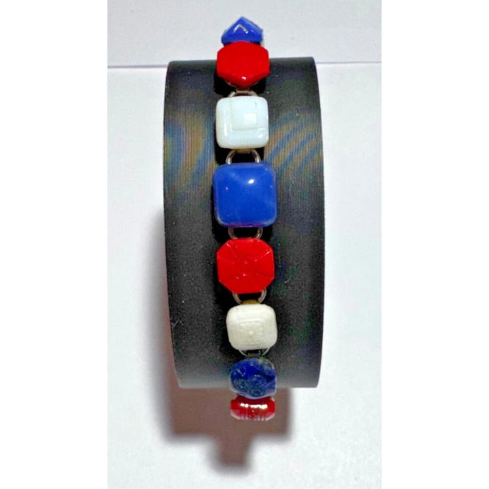 Red, White & Blue Bracelet 4th of July Bracelet 2" Diameter - Vintage